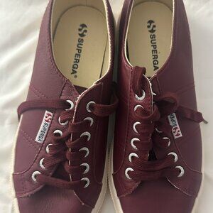 (Rare) NWOT Superga Nappa leather burgundy sneakers size 9